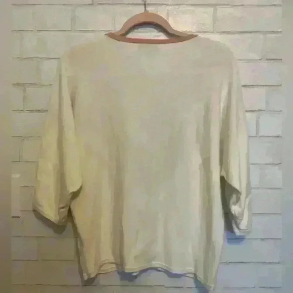 M Magaschoni sz M Dolman Sleeve Sweater vertical stripes viscose blend - Picture 2 of 3